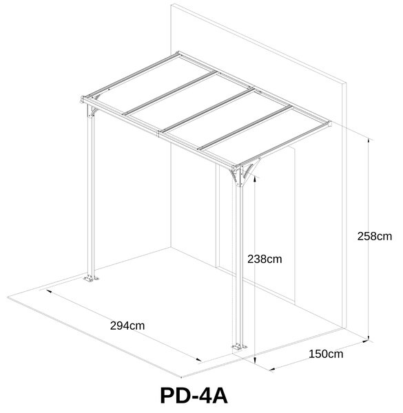 Hliníkový vchodový přístřešek BestBerg PD-4A / 4,3 m² / šedá