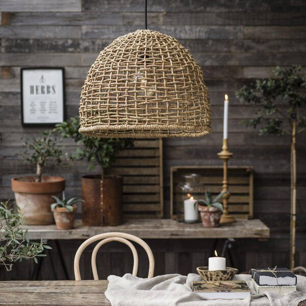 PR Home Venkovní závěsné svítidlo Cebu, Lampakanay, Ø 57 cm, zástrčka, IP44, Světlé dřevo