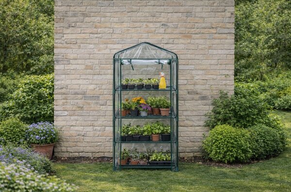 Mini fóliový skleník s policemi BestBerg BBGH-158 / 68 x 49 x 158 cm / černá/transparentní