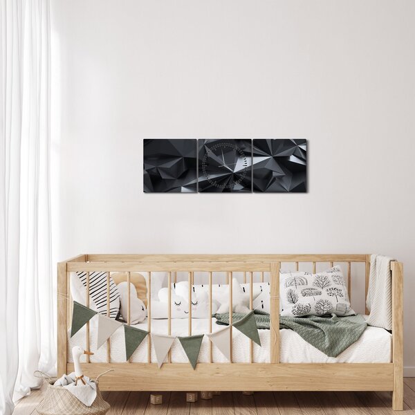 Obraz - Geometrická abstrakce (s hodinami) (90x30 cm)