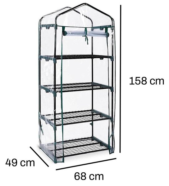 Mini fóliový skleník s policemi BestBerg BBGH-158 / 68 x 49 x 158 cm / černá/transparentní