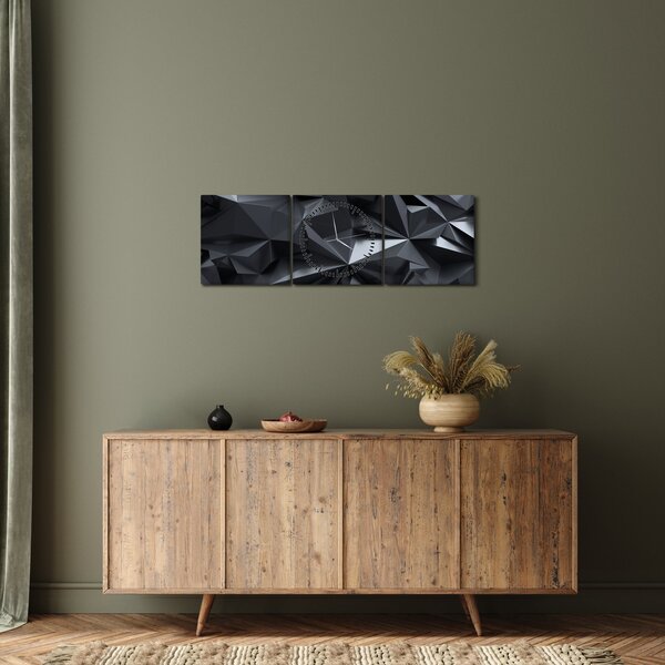 Obraz - Geometrická abstrakce (s hodinami) (90x30 cm)