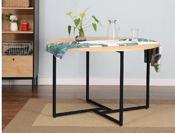 Kulatý jídelní stůl s deskou v dekoru dub ALTO 120x120