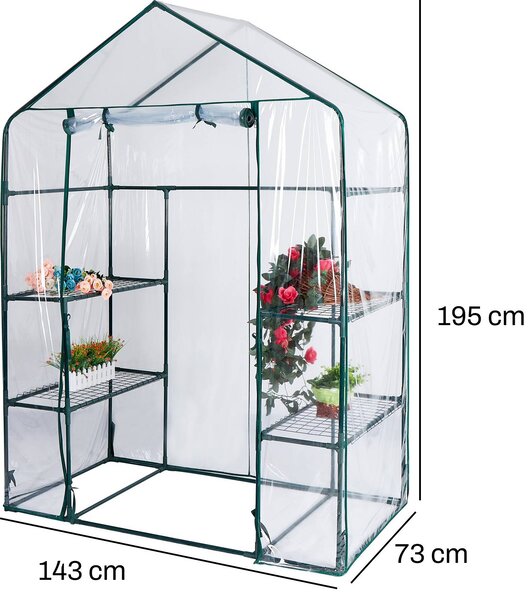 Mini fóliový skleník s policemi BestBerg BBGH-195 / 143 x 73 x 195 cm / černá/transparentní