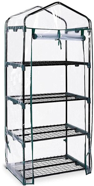 Mini fóliový skleník s policemi BestBerg BBGH-158 / 68 x 49 x 158 cm / černá/transparentní