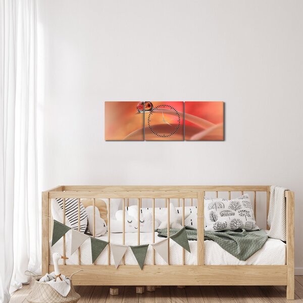 Obraz květinové kapky rosy (s hodinami) (90x30 cm)
