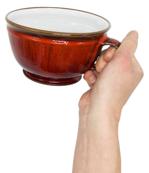 Kameninový hrnek Hamerník Červený, široký, červený, ruční práce, české řemeslo, 800 ml