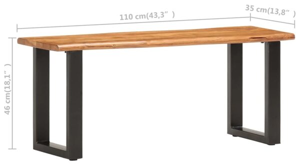 Lavice s živou hranou 110 cm masivní akáciové dřevo a ocel 286456