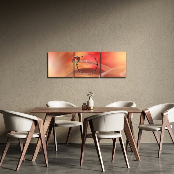 Obraz květinové kapky rosy (s hodinami) (90x30 cm)