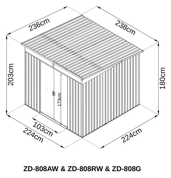 Zahradní domek BestBerg ZD-808AW / 5,6 m² / 236 × 238 × 203 cm / antracit/bílá