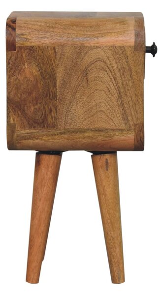 Mini noční stolek v dubovém odstínu se zaoblenými liniemi, 20 × 20 × 40 cm