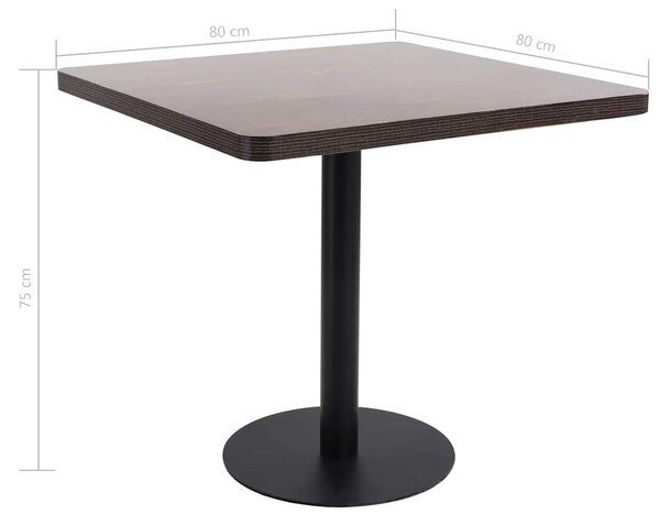 Bistro stolek tmavě hnědý 80 x 80 cm MDF 286434