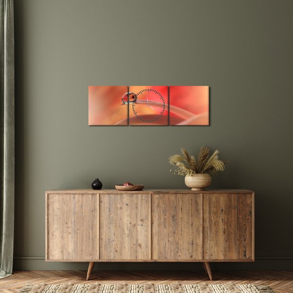 Obraz květinové kapky rosy (s hodinami) (90x30 cm)