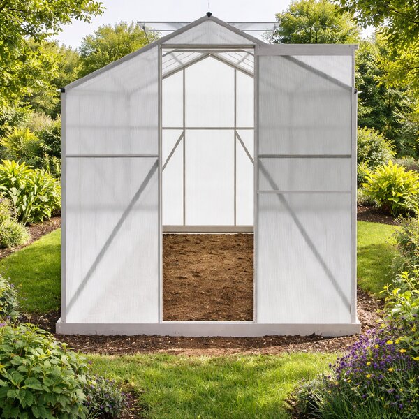 Skleník se základnou BestBerg BBGH-1206S / 7,05 m² / 371 × 190 × 194 cm / stříbrná
