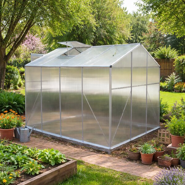 Skleník se základnou BestBerg BBGH-806S / 4,8 m² / 252 × 190 × 194 cm / stříbrná