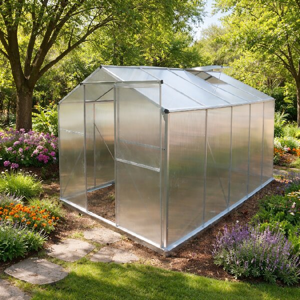 Skleník se základnou BestBerg BBGH-1006S / 5,95 m² / 313 × 190 × 194 cm / stříbrná