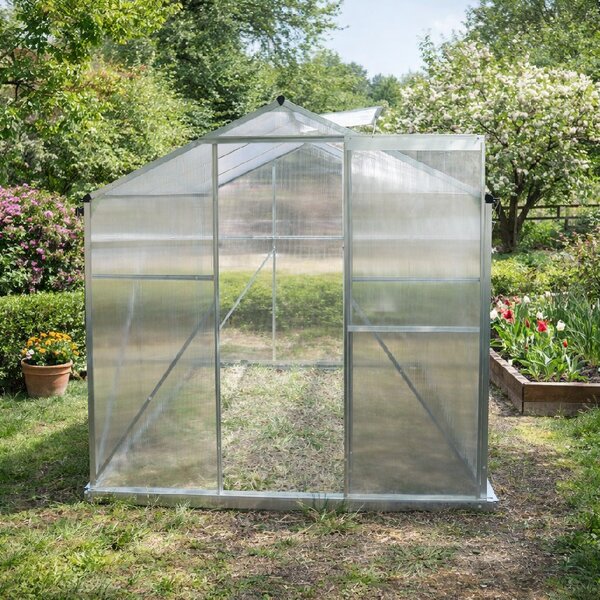 Skleník se základnou BestBerg BBGH-606S / 3,61 m² / 190 × 190 × 194 cm / stříbrná