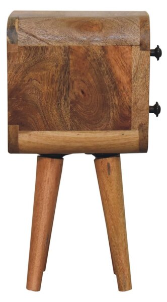 Mini noční stolek v dubovém odstínu se zaoblenými liniemi, 20 × 20 × 40 cm