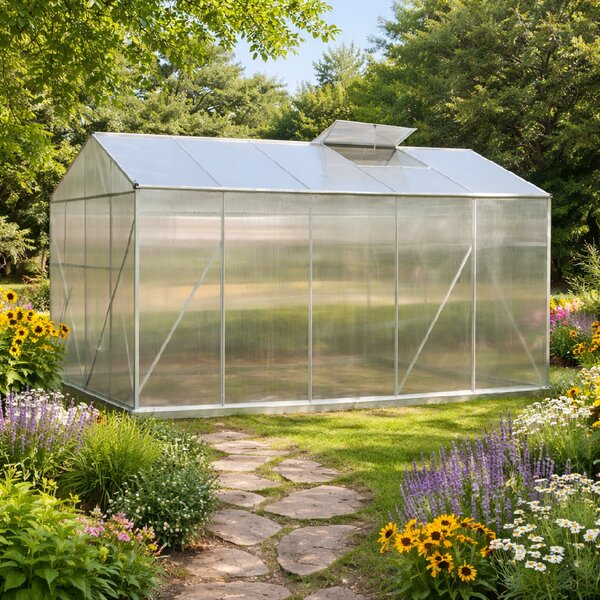 Skleník se základnou BestBerg BBGH-1006S / 5,95 m² / 313 × 190 × 194 cm / stříbrná