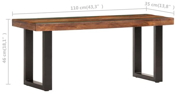 Lavice 110 cm masivní recyklované dřevo a ocel 286458
