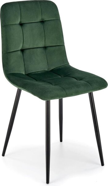 Židle tmavě zelená s černým čalouněním z velvetu K526