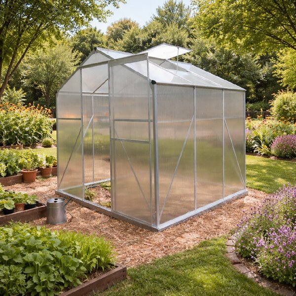 Skleník se základnou BestBerg BBGH-606S / 3,61 m² / 190 × 190 × 194 cm / stříbrná