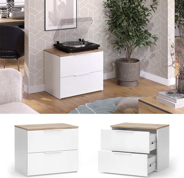 Komoda Vicco Wido Bílá/Sonoma 60 x 50 cm se 2 zásuvkami, Model 51711