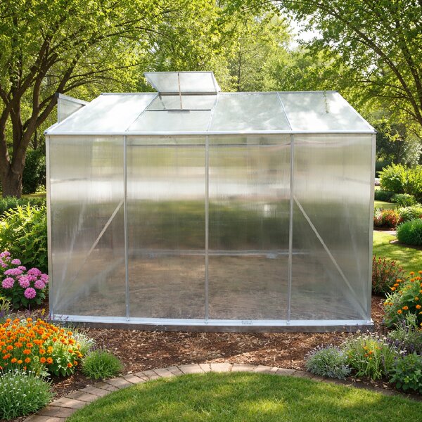 Skleník se základnou BestBerg BBGH-806S / 4,8 m² / 252 × 190 × 194 cm / stříbrná