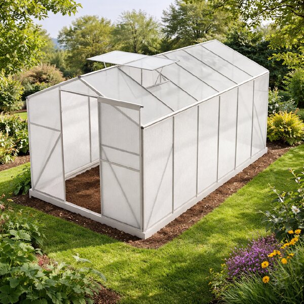 Skleník se základnou BestBerg BBGH-1206S / 7,05 m² / 371 × 190 × 194 cm / stříbrná