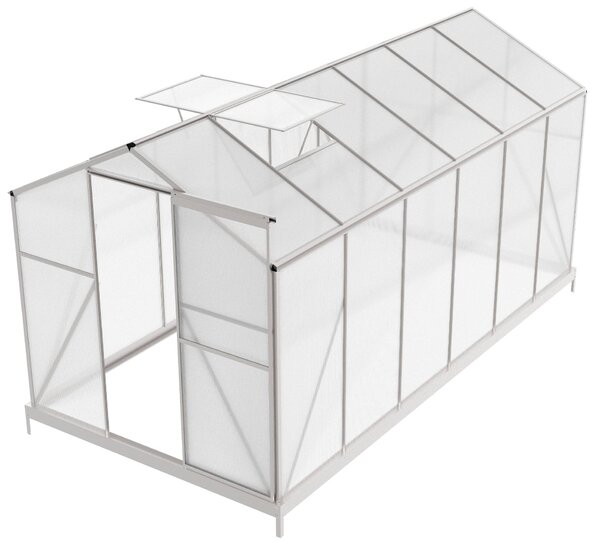 Skleník se základnou BestBerg BBGH-1206S / 7,05 m² / 371 × 190 × 194 cm / stříbrná