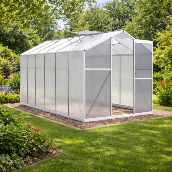 Skleník se základnou BestBerg BBGH-1206S / 7,05 m² / 371 × 190 × 194 cm / stříbrná