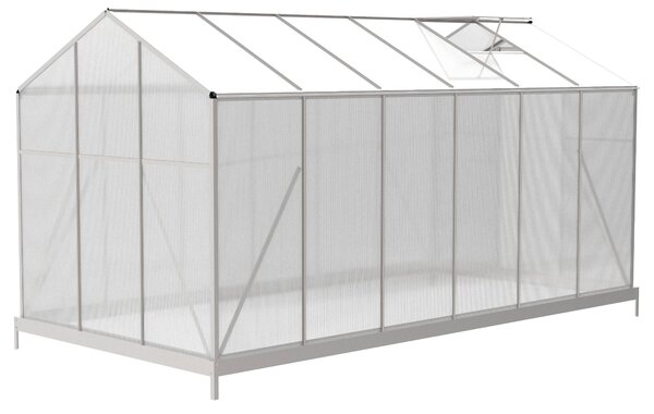 Skleník se základnou BestBerg BBGH-1206S / 7,05 m² / 371 × 190 × 194 cm / stříbrná