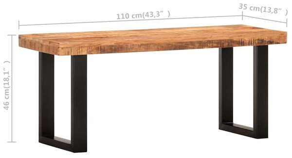 Lavice 110 cm masivní hrubé mangovníkové dřevo a ocel 286460