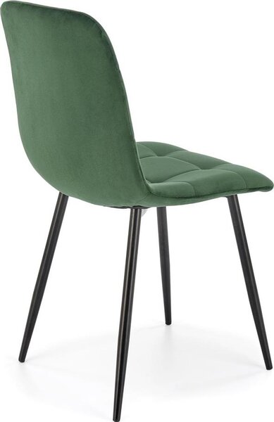 Židle tmavě zelená s černým čalouněním z velvetu K526