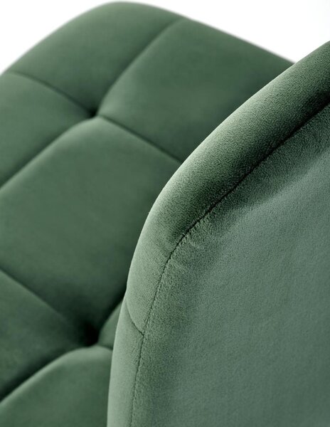Židle tmavě zelená s černým čalouněním z velvetu K526