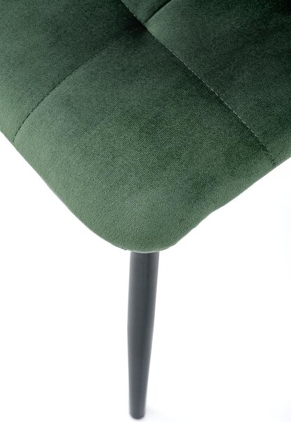 Židle tmavě zelená s černým čalouněním z velvetu K526