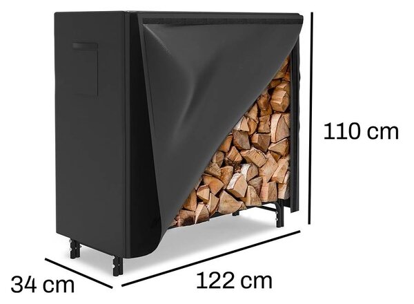 Stojan na dřevo s krytem BestBerg BBFR-122C / 122 x 34 x 110 cm / černá
