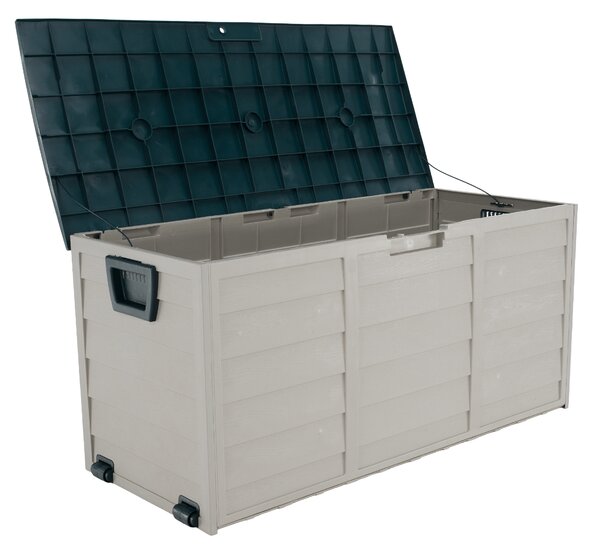 KONDELA Zahradní úložný box, šedá/zelená, KORTEZ