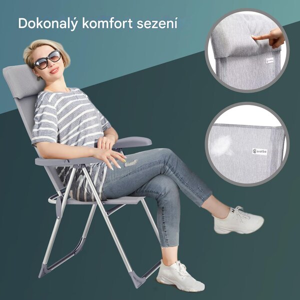 Deuba Sada 2 ks kempingových židlí - stříbrná