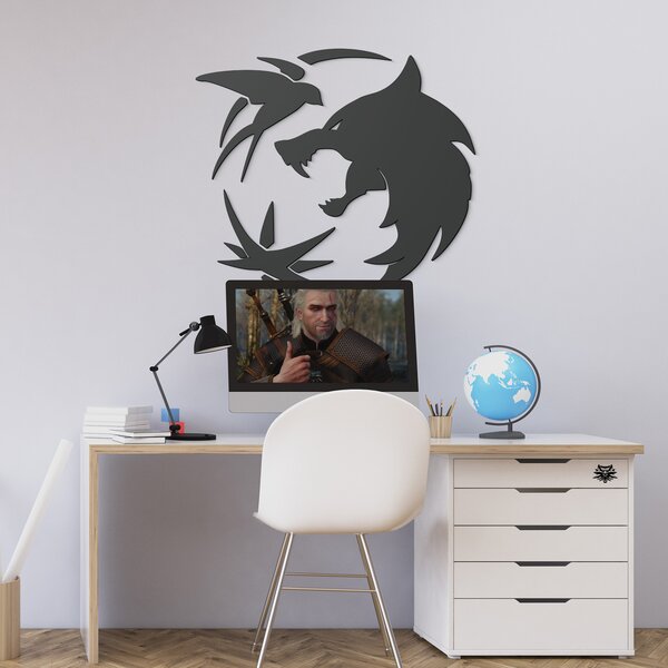DUBLEZ | Dřevěný symbol na stěnu - Zaklínač | Obraz