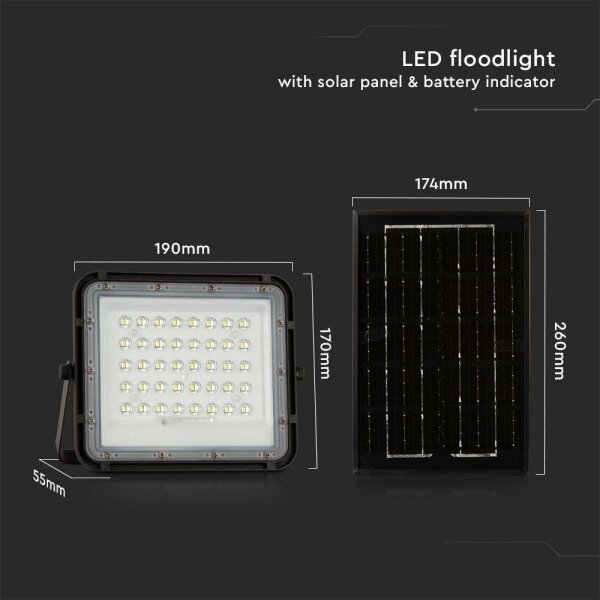 LED Venkovní solární reflektor LED/6W/3,2V IP65 4000K černá + DO