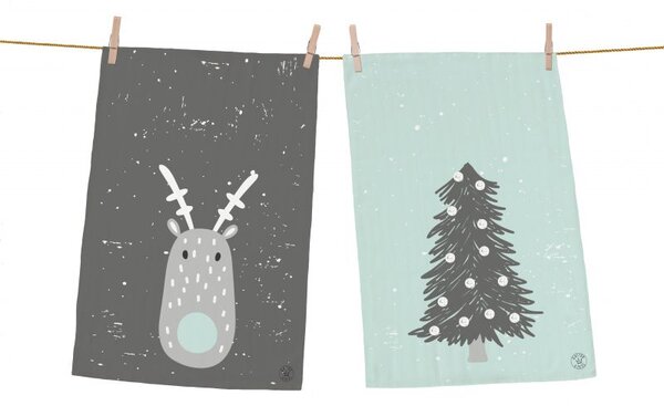 Set utěrek reindeer and tree