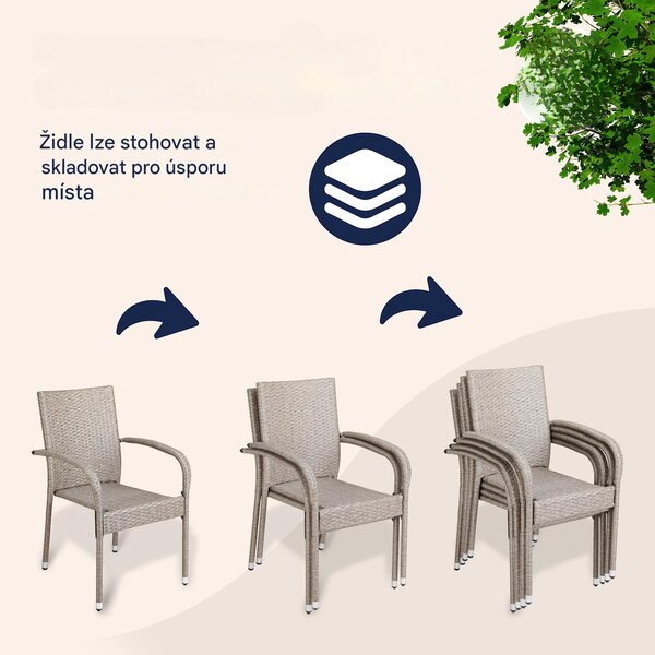 Deuba Ratanové židle Comfort 4 ks - krémová