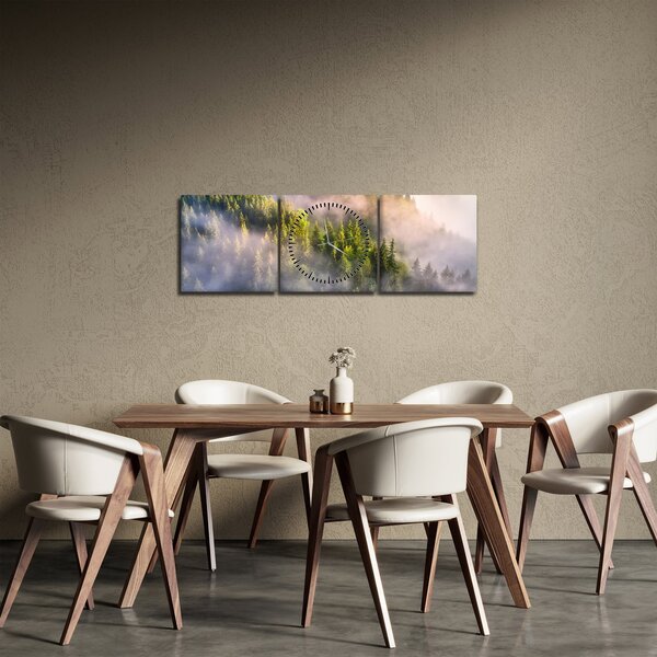 Obraz horské krajiny (s hodinami) (90x30 cm)