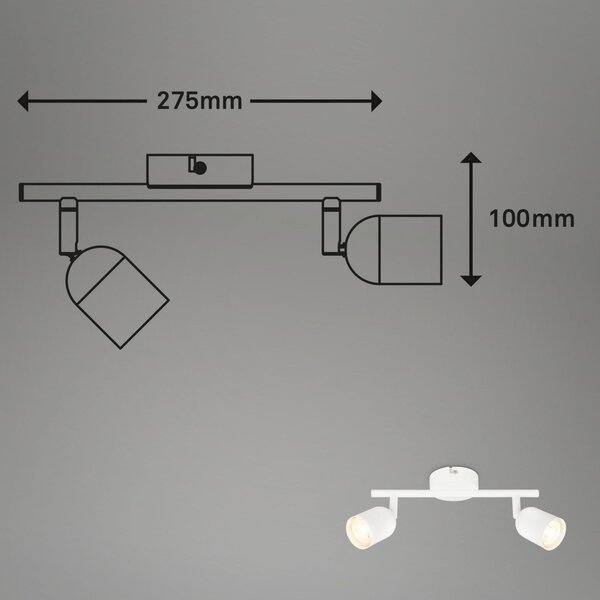 BRILO 2145026 Bodové svítidlo Spot, 27,5 cm, 2x GU10, max. 9W, bílé - BRILO