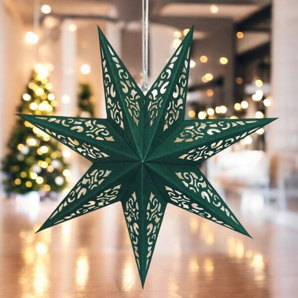 Vánoční papírová hvězda sedmicípá STARLET DELUXE 35 cm, zelená