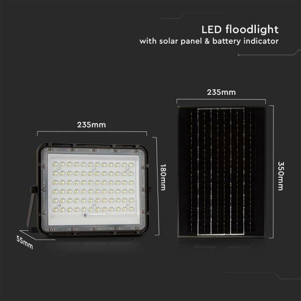 LED Venkovní solární reflektor LED/15W/3,2V IP65 6400K černá + DO