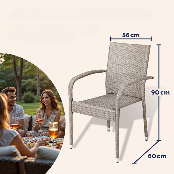 Deuba Ratanové židle Comfort 4 ks - krémová