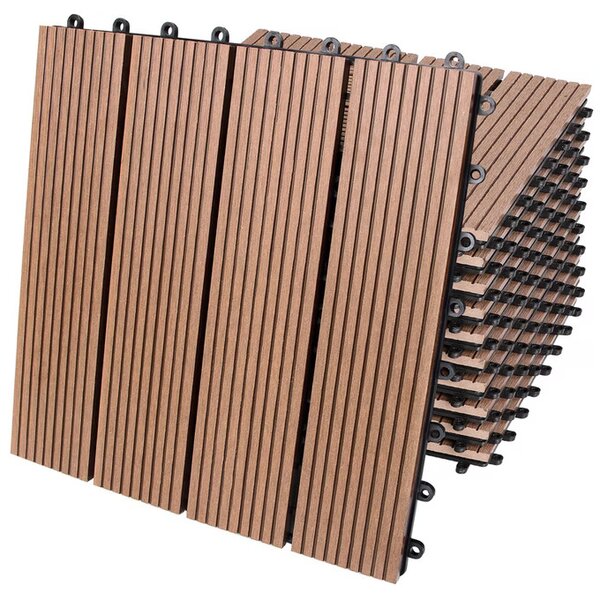 Deuba WPC dlaždice - sada 11 ks, 30x30 cm klasická terakota
