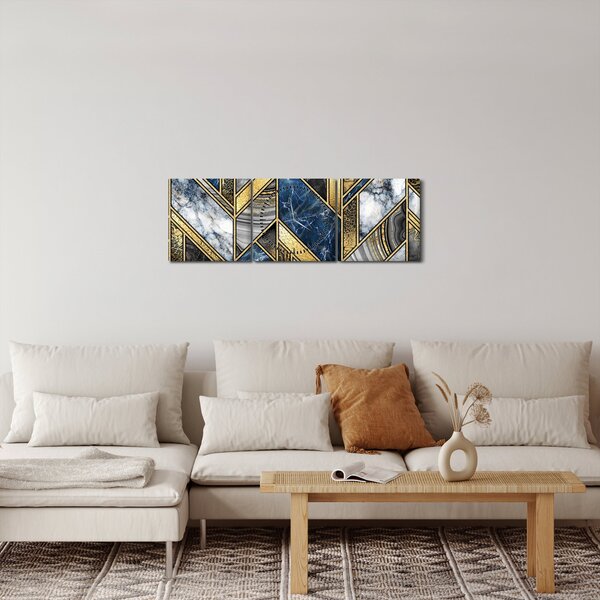 Obraz umělecké abstrakce (s hodinami) (90x30 cm)